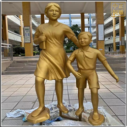 校園金色師生情人物銅雕塑 校園金色師生情人物銅雕塑