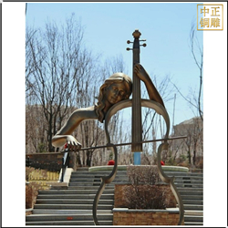 小區少女撫小提琴人物雕塑 小區少女撫小提琴人物雕塑