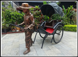 拉黃包車人物雕塑廠家 拉黃包車人物雕塑廠家