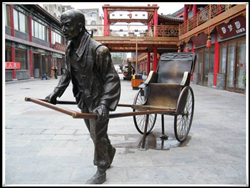 拉黃包車情景小品雕塑 拉黃包車情景小品雕塑