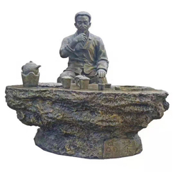喝茶銅雕塑 喝茶銅雕塑